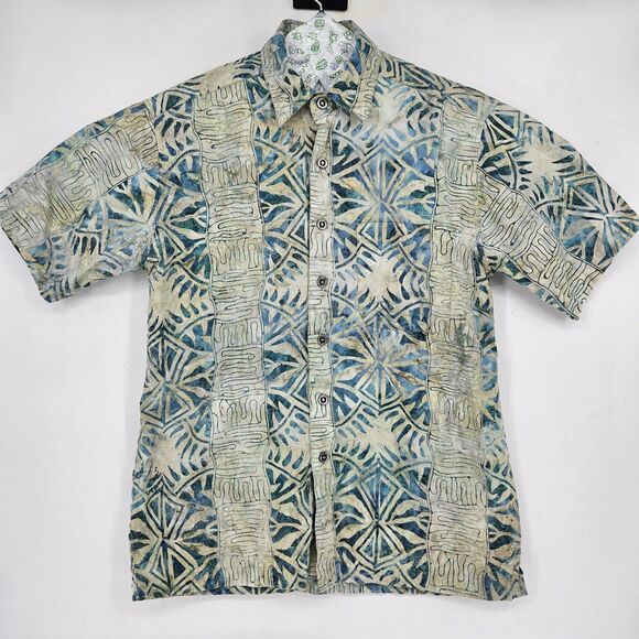 Johari West Shirt Mens Medium Short Sleeve Button Up Hawaiian Geometric M - Picture 1 of 10